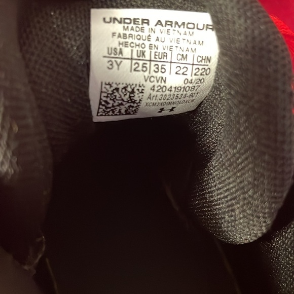 UNDER ARMOUR PS “LOCKDOWN 5” 1pair SNEAKERS COLOR IS RED ROUGE AND BLACK SIZE 3Y - Picture 8 of 8